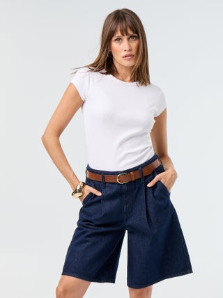 Bermuda in denim taglio al ginocchio