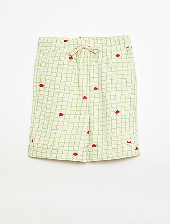 Bermuda in felpa con motivo e 2 tasche