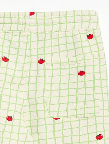 Bermuda in felpa con motivo e 2 tasche