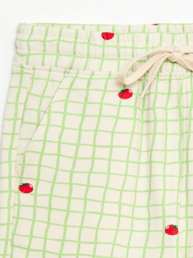 Bermuda in felpa con motivo e 2 tasche Verde - Kiabi