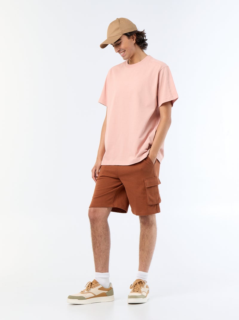 Bermuda in felpa leggera con tasche a patta Marrone - Kiabi