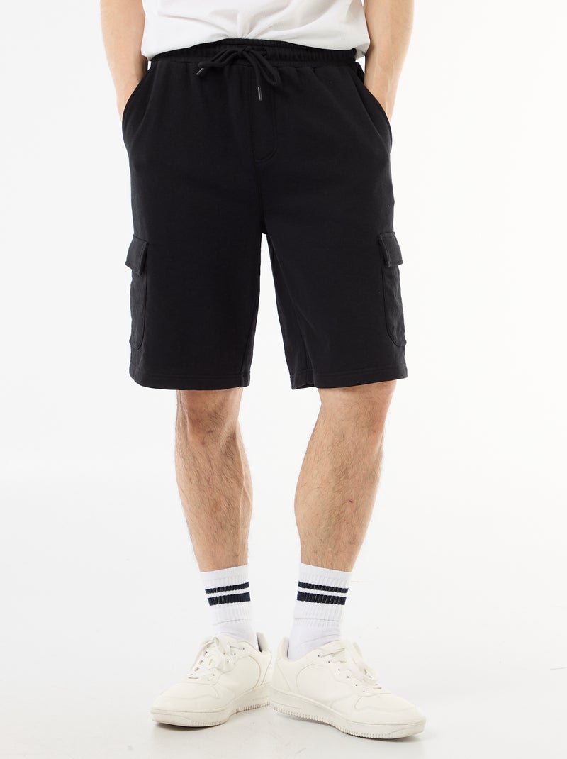 Bermuda in felpa leggera con tasche a patta Nero - Kiabi