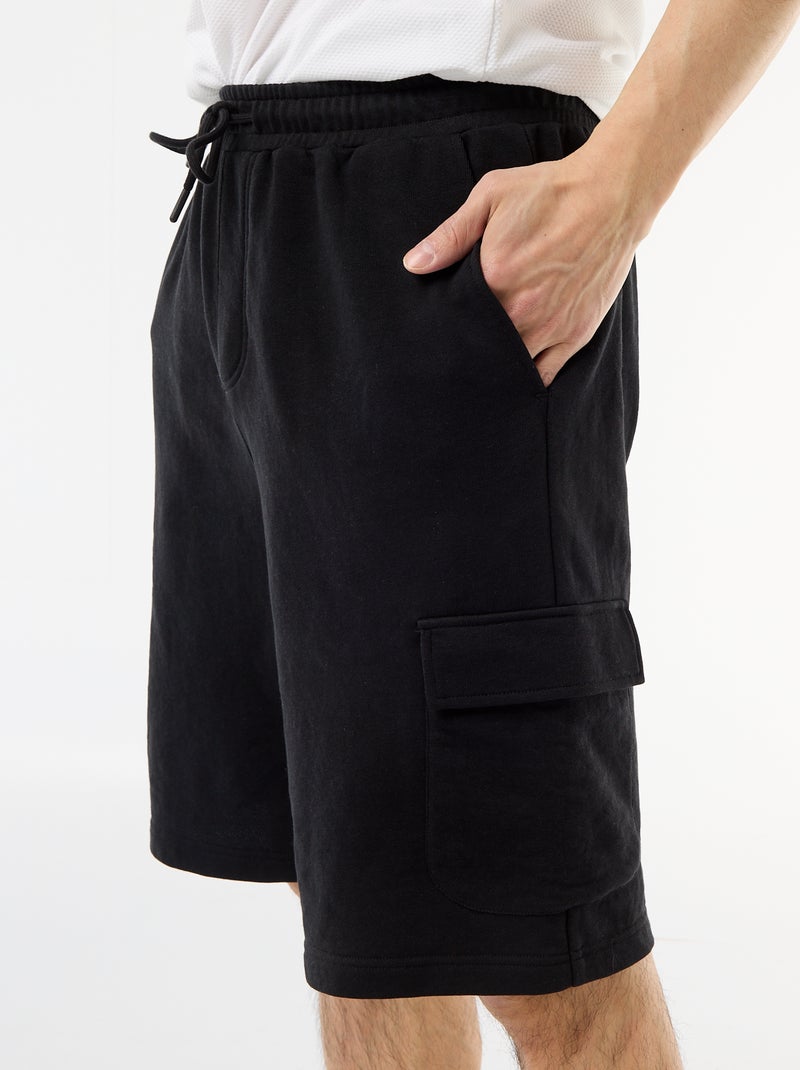 Bermuda in felpa leggera con tasche a patta Nero - Kiabi