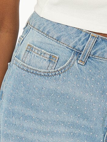 Bermuda in jeans 5 tasche con strass