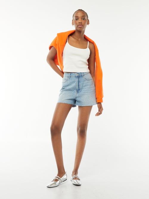 Bermuda in jeans 5 tasche con strass - Kiabi