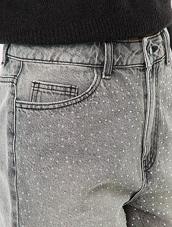 Bermuda in jeans 5 tasche con strass