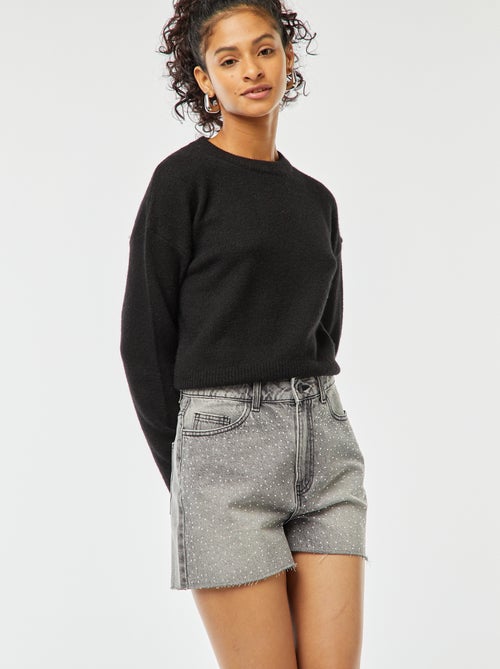 Bermuda in jeans 5 tasche con strass - Kiabi