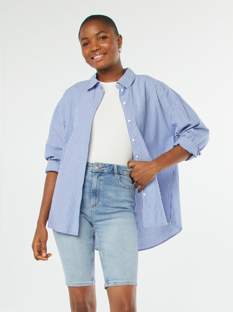 Bermuda in jeans a vita alta BLU - Kiabi