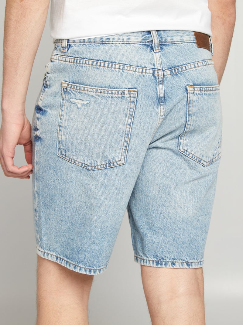 Bermuda in jeans con abrasioni fantasia BLU - Kiabi