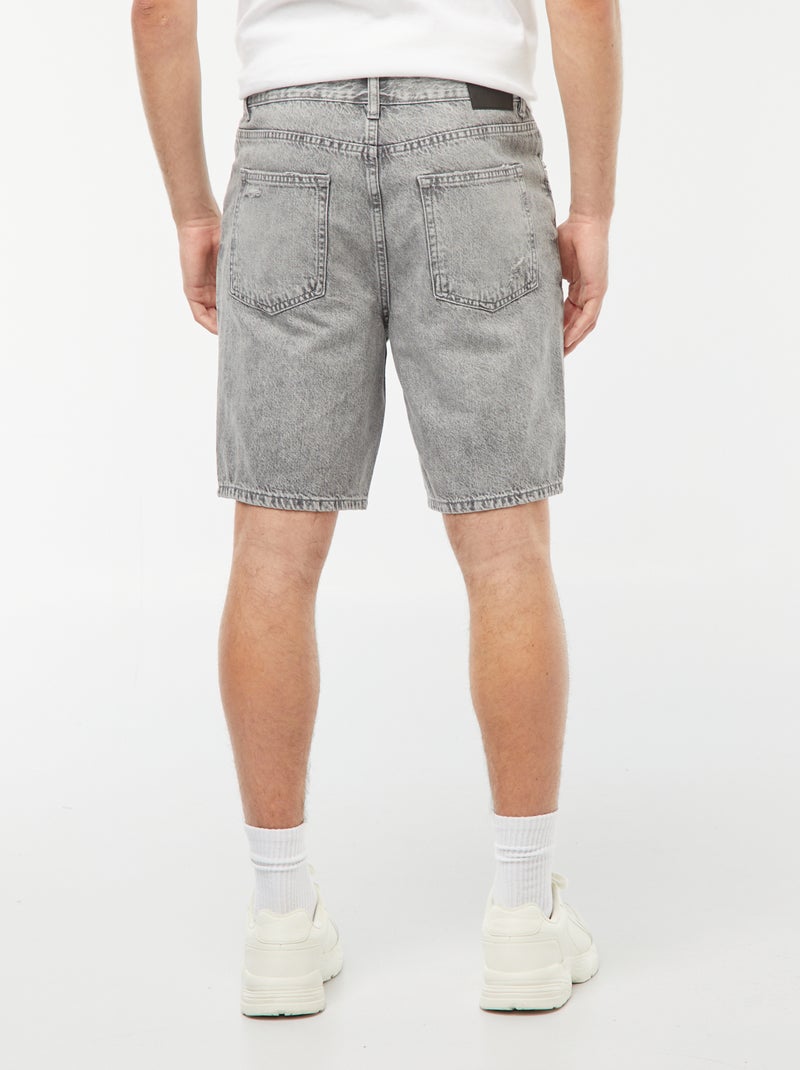 Bermuda in jeans con abrasioni fantasia GRIGIO - Kiabi