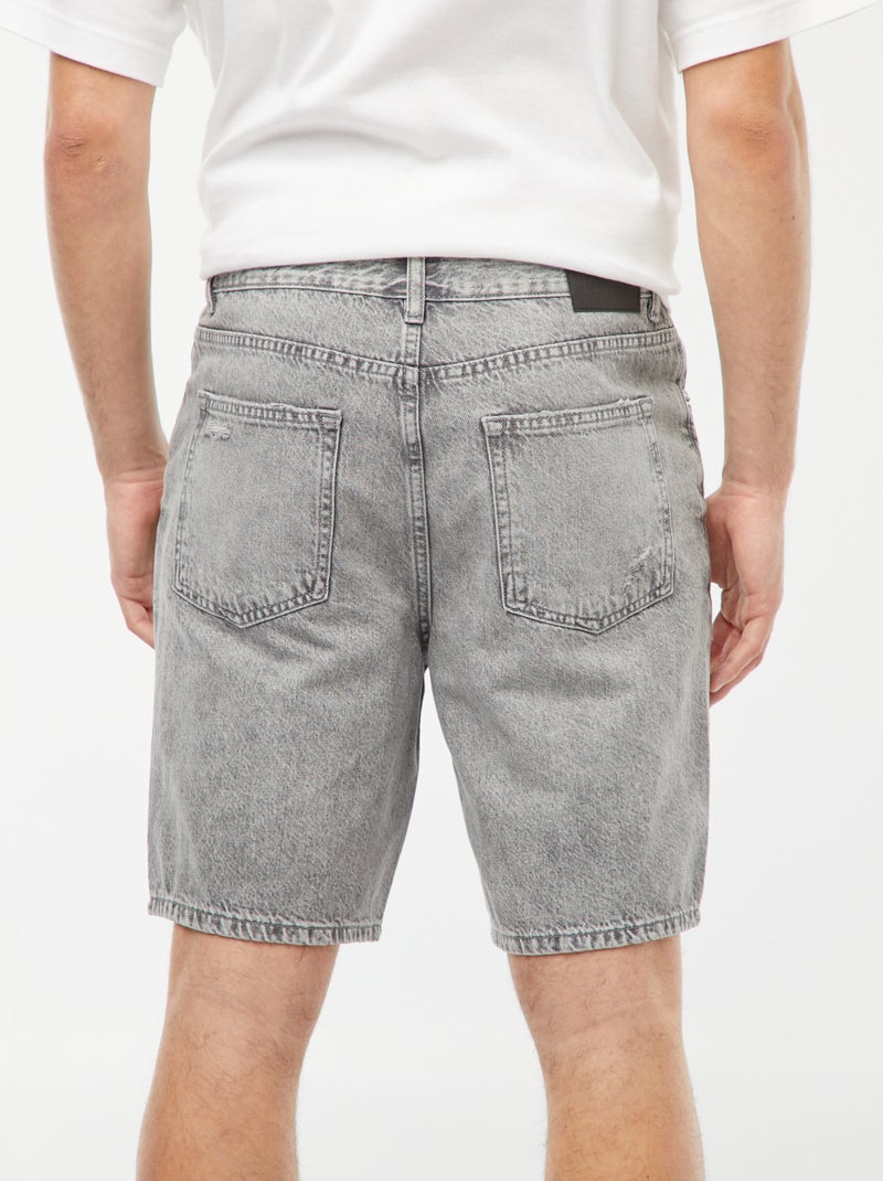 Bermuda in jeans con abrasioni fantasia GRIGIO - Kiabi