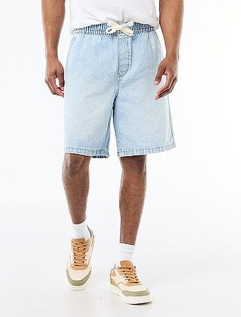 Bermuda in jeans con elastico in vita