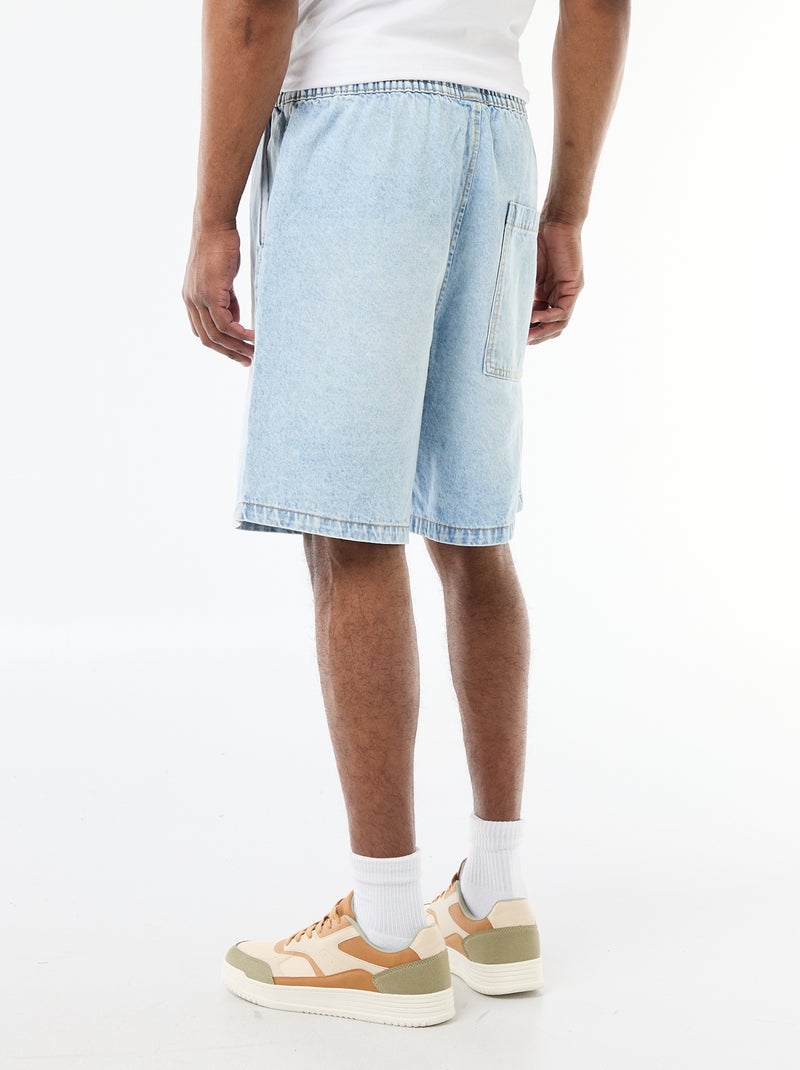 Bermuda in jeans con elastico in vita Blu - Kiabi