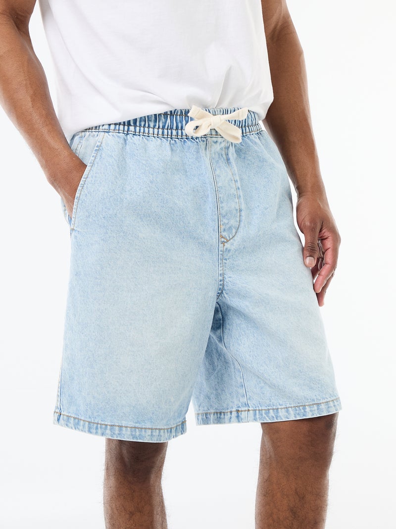 Bermuda in jeans con elastico in vita Blu - Kiabi