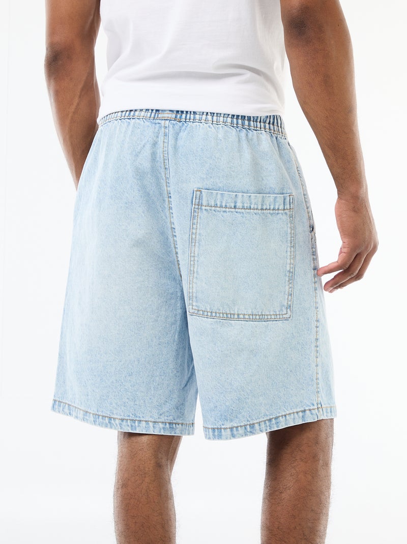 Bermuda in jeans con elastico in vita Blu - Kiabi
