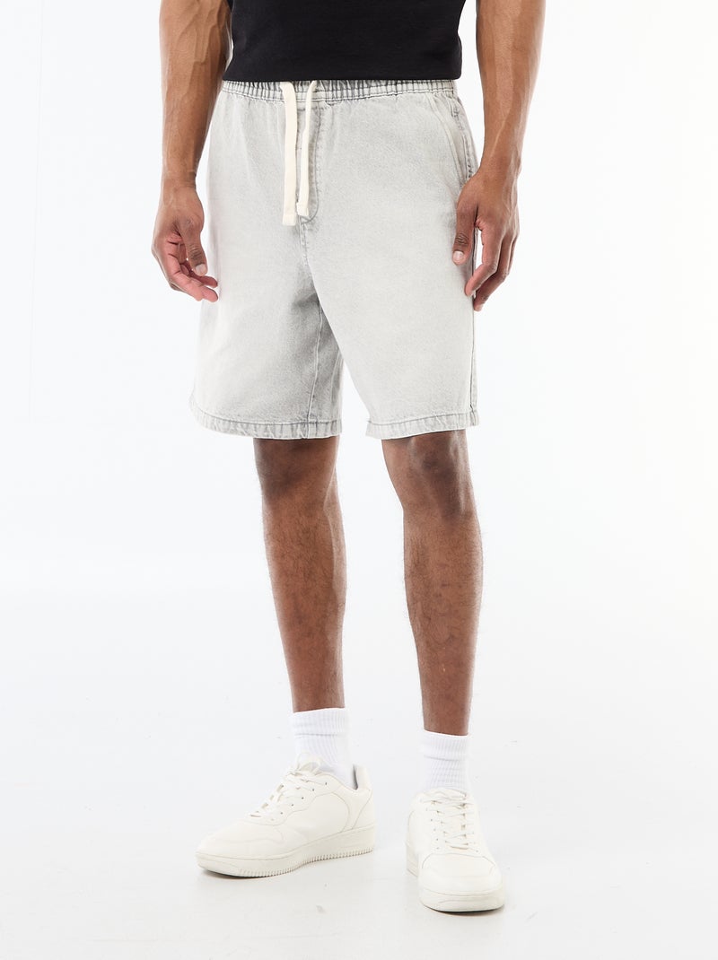 Bermuda in jeans con elastico in vita Grigio - Kiabi