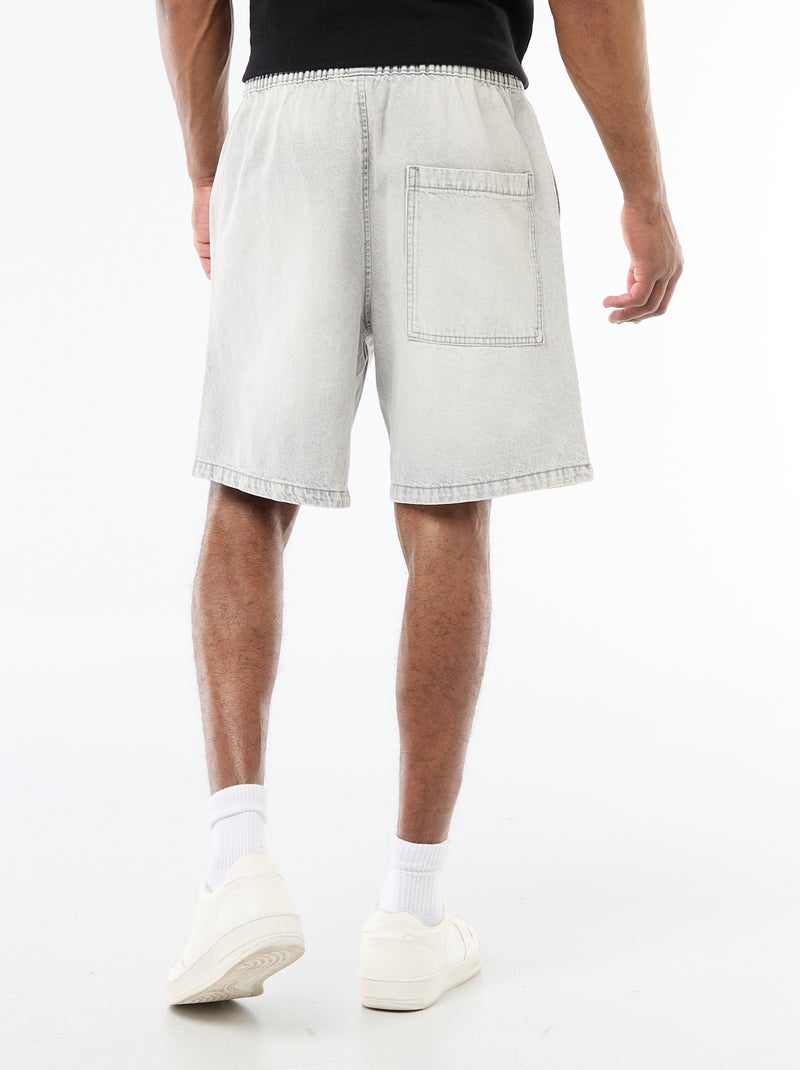 Bermuda in jeans con elastico in vita Grigio - Kiabi