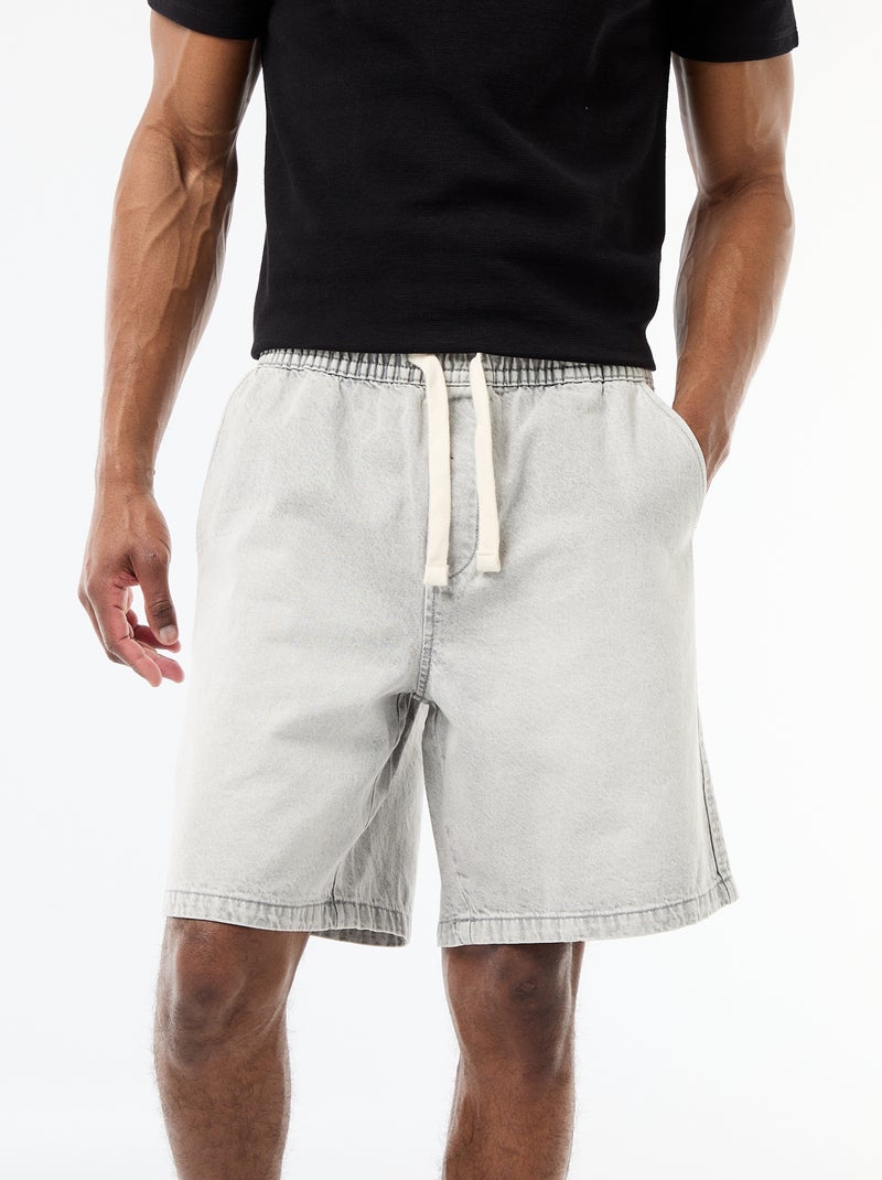Bermuda in jeans con elastico in vita Grigio - Kiabi