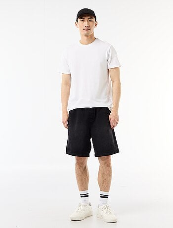 Bermuda in jeans con elastico in vita