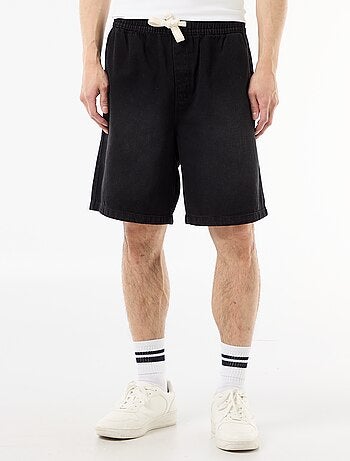 Bermuda in jeans con elastico in vita