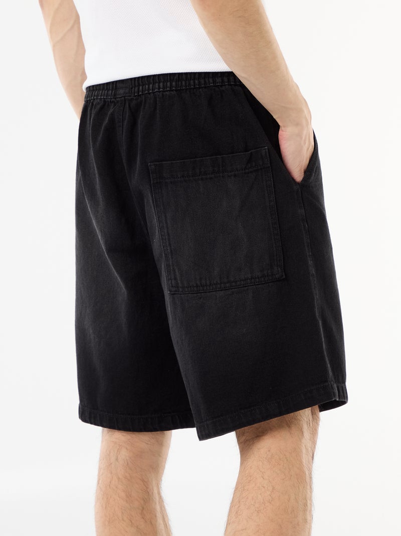 Bermuda in jeans con elastico in vita Nero - Kiabi