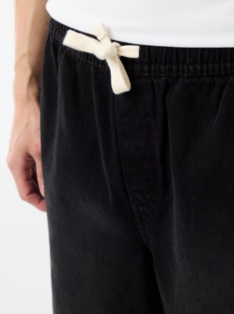Bermuda in jeans con elastico in vita Nero - Kiabi
