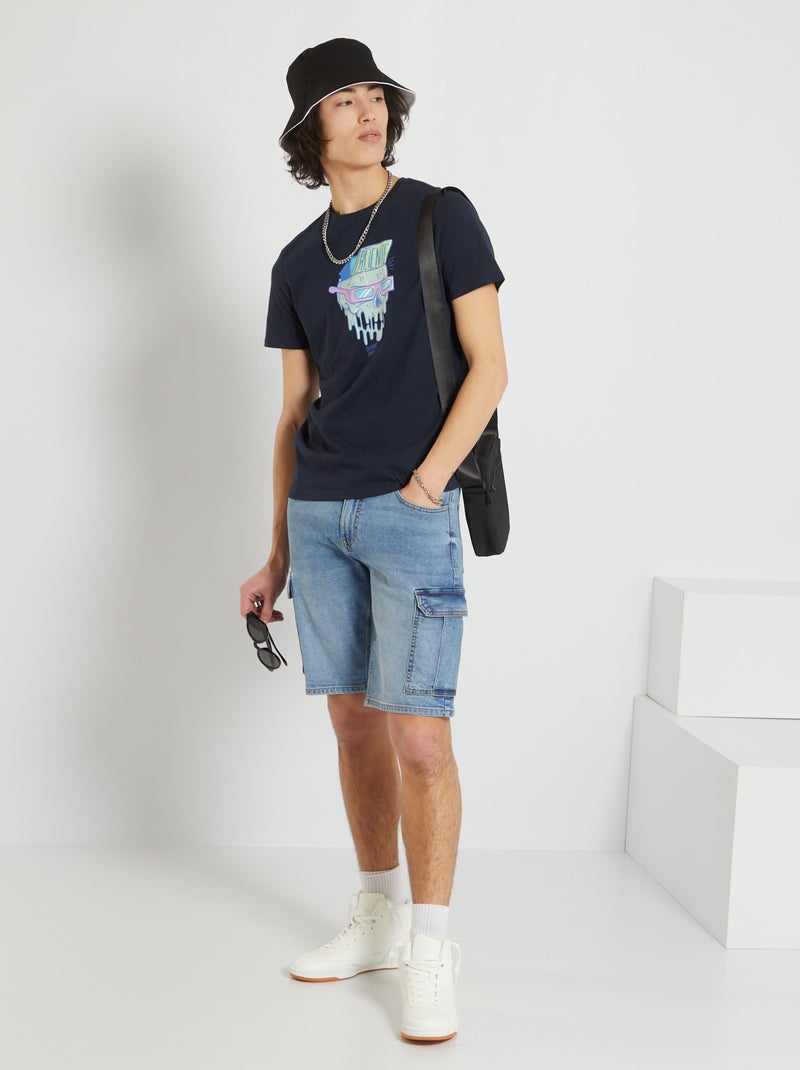 Bermuda in jeans con tasche cargo BLU - Kiabi