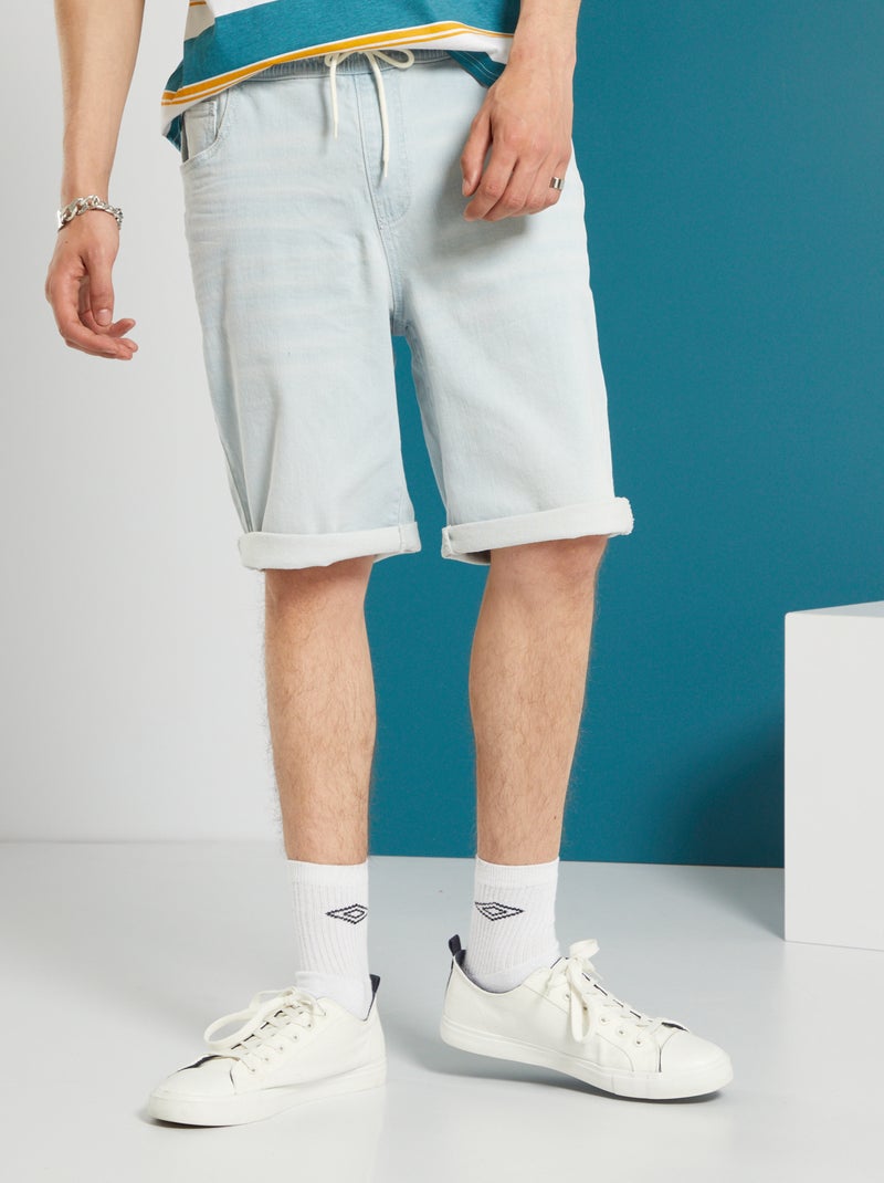 Bermuda in jeans con vita elasticizzata blu - Kiabi