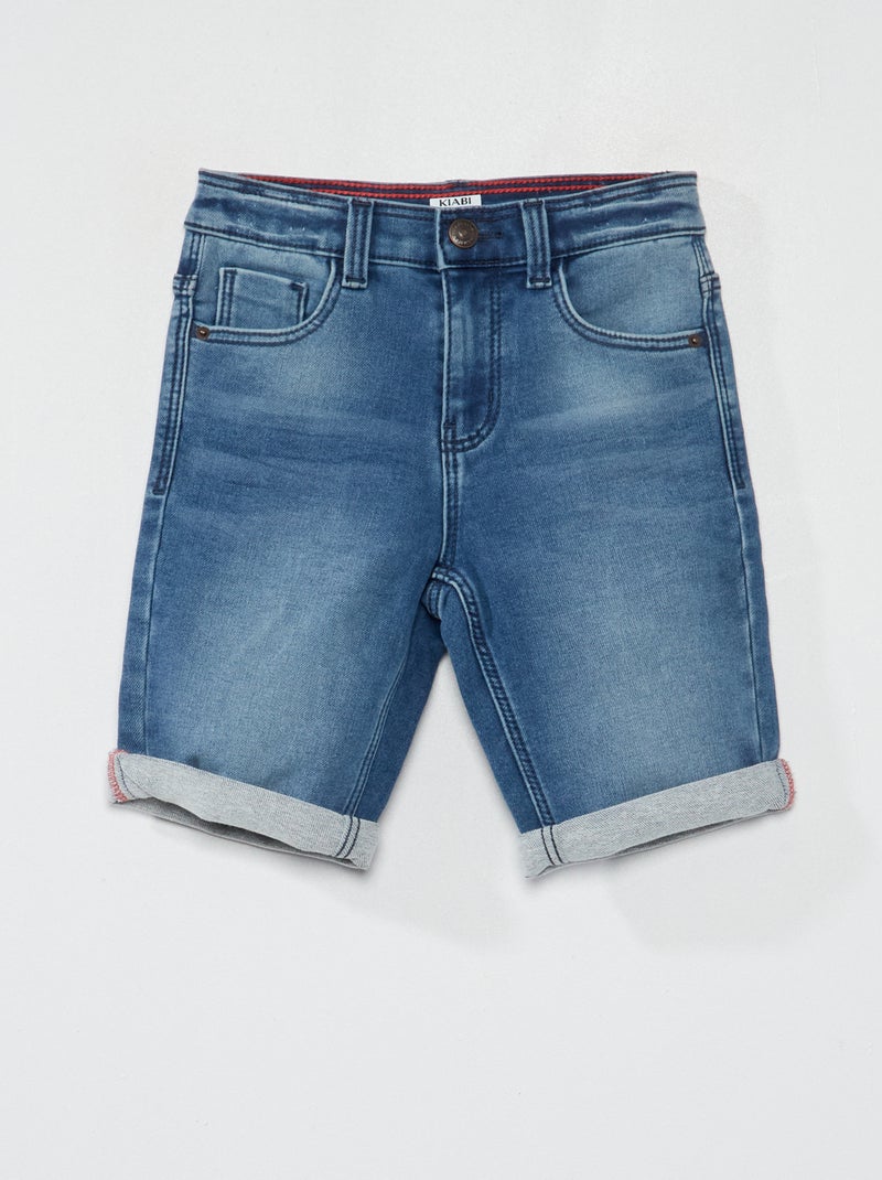 Bermuda in jeans con vita regolabile BLU - Kiabi