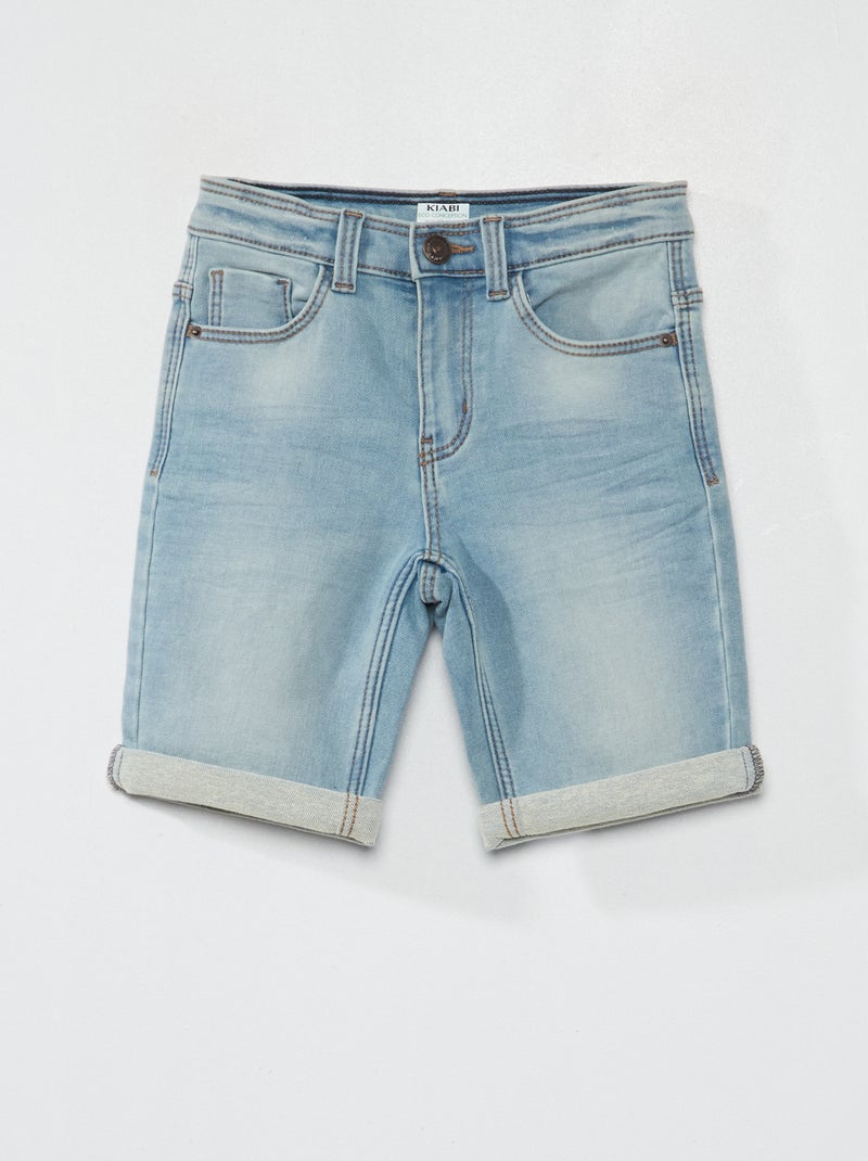 Bermuda in jeans con vita regolabile blu - Kiabi