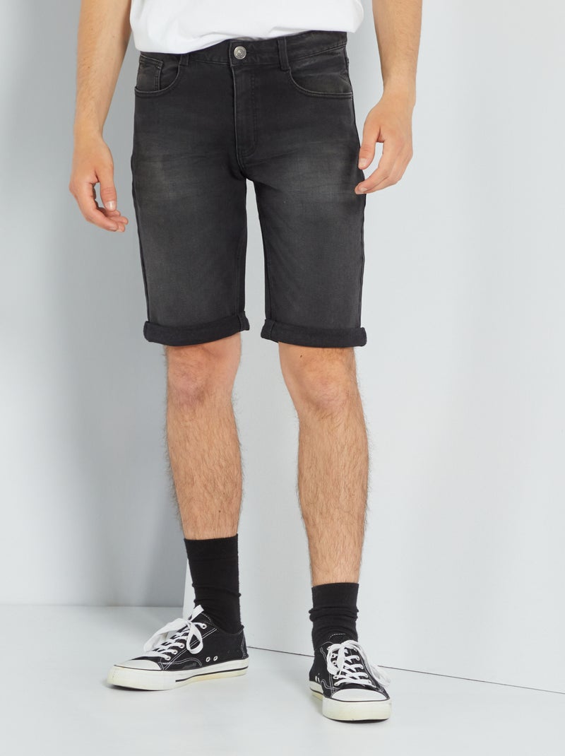 Bermuda in jeans stretch NERO - Kiabi