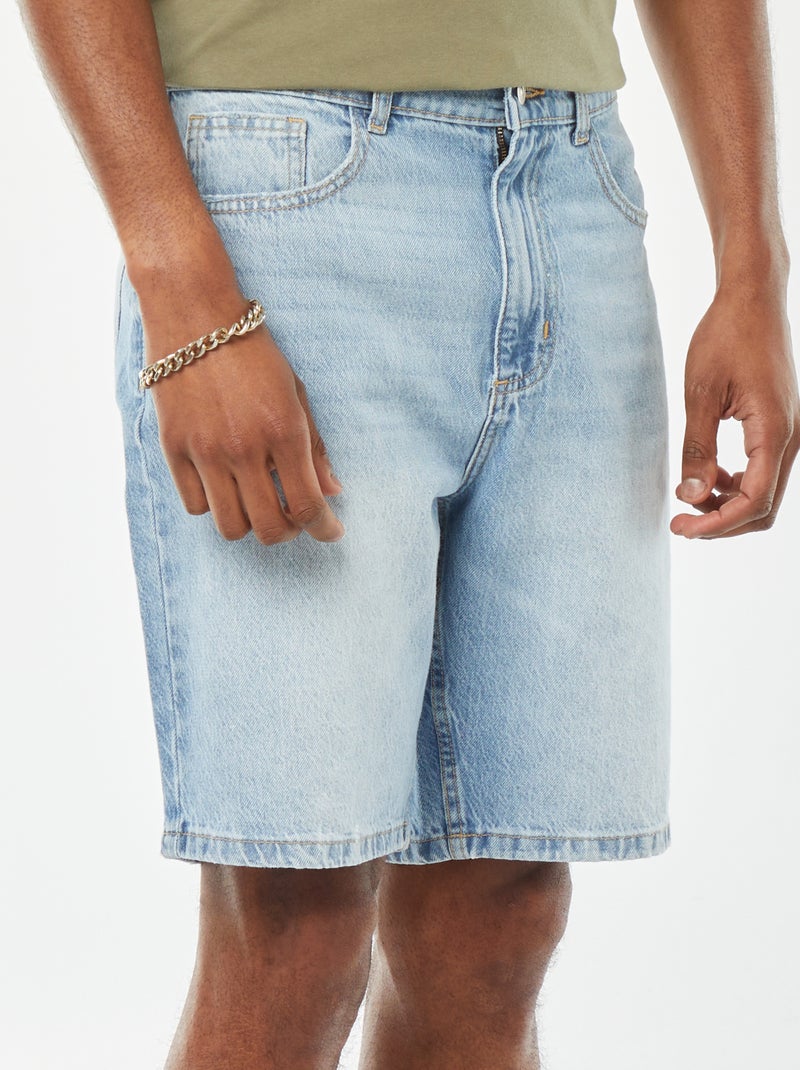 Bermuda in jeans taglio bermuda taglio dritto - BLU - Kiabi