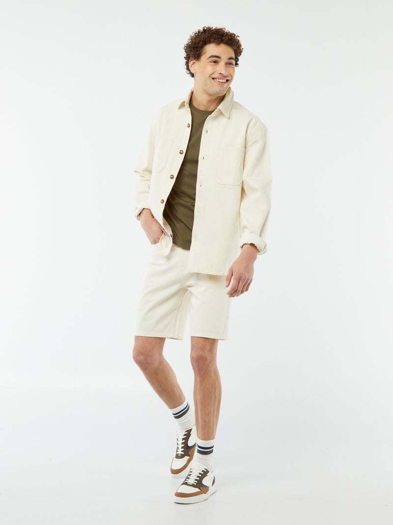 Bermuda in jeans taglio pinocchietto BIANCO - Kiabi