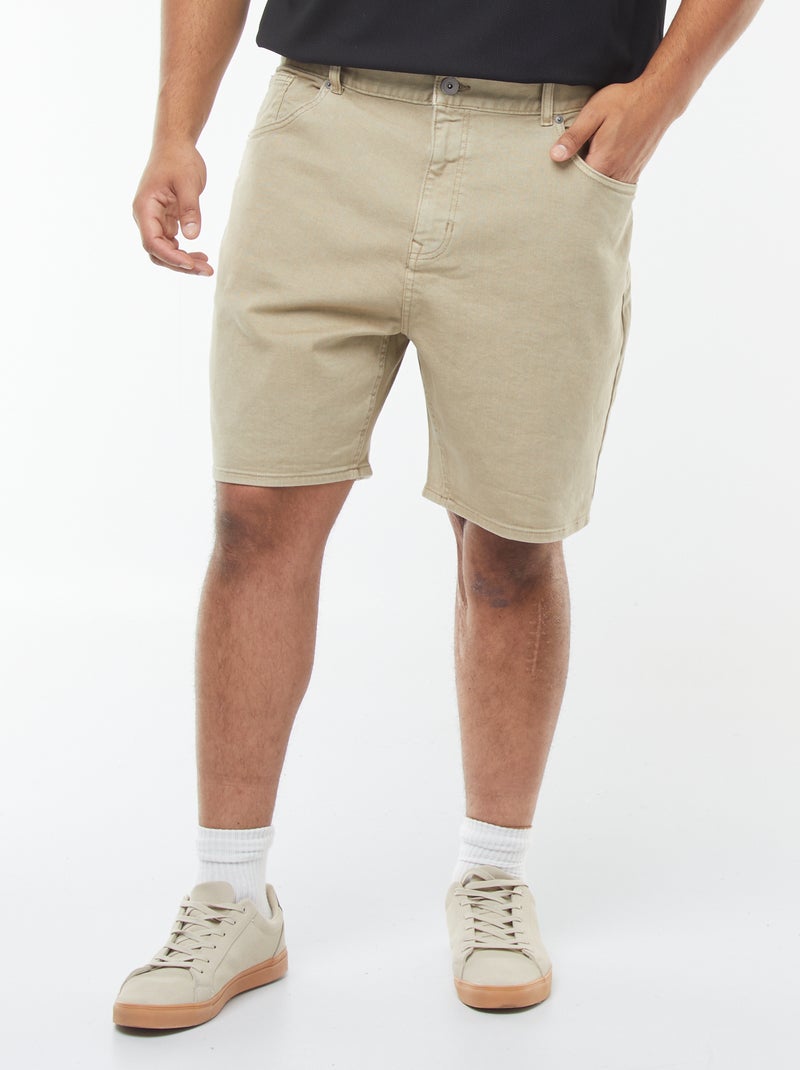Bermuda in jeans tinta unita Beige - Kiabi
