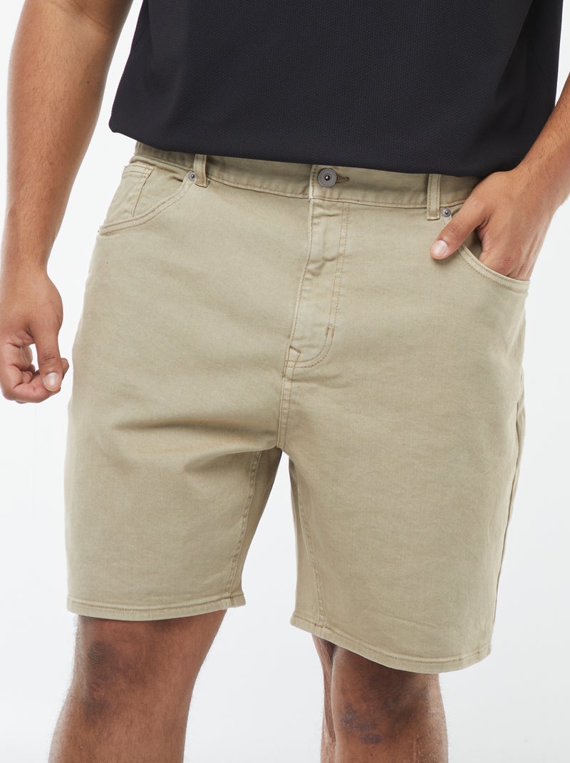 Bermuda in jeans tinta unita Beige - Kiabi