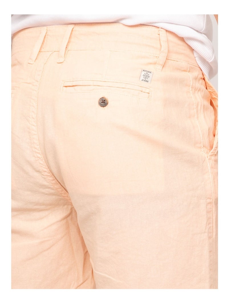 Bermuda in lino BAYPLUM Arancione corallo - Kiabi