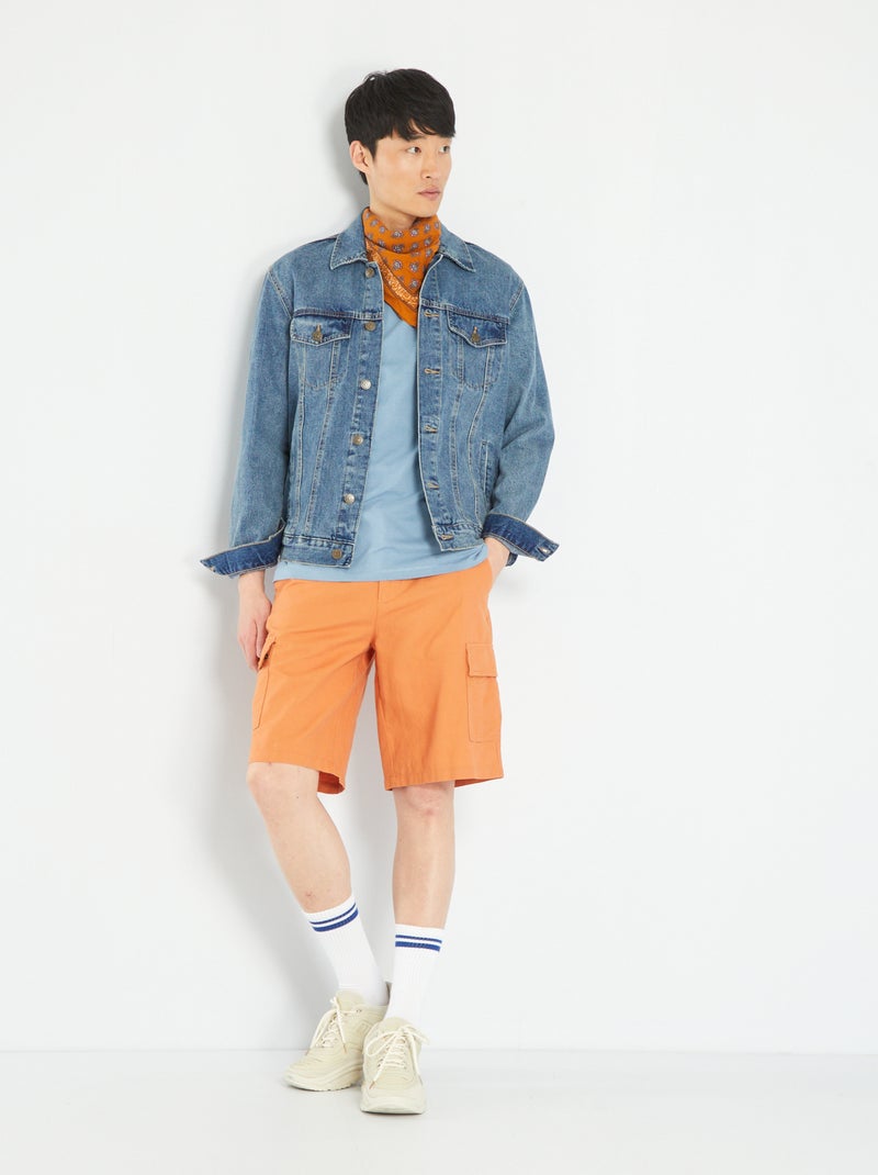 Bermuda in lino e cotone con tasche arancio ruggine - Kiabi