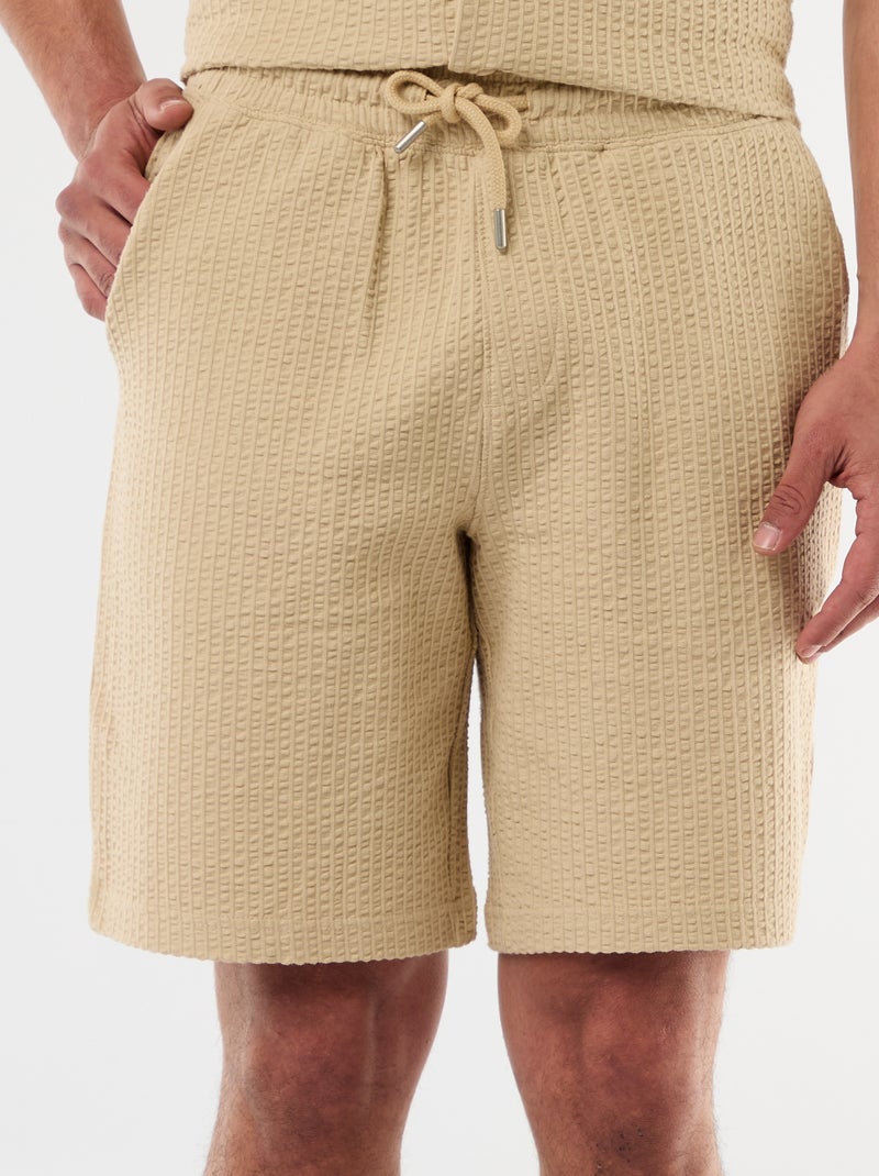 Bermuda in maglia pesante tinta unita Beige - Kiabi