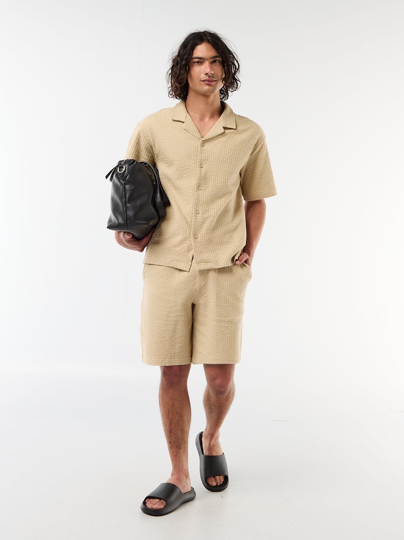 Bermuda in maglia pesante tinta unita Beige - Kiabi
