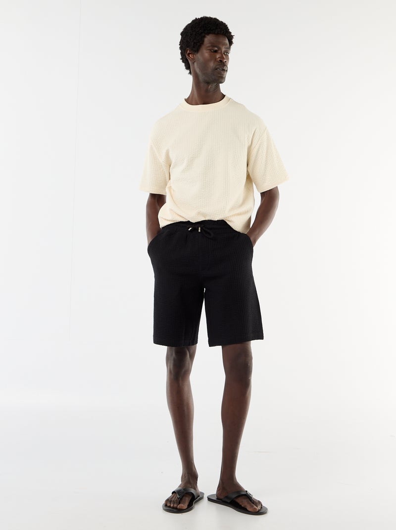 Bermuda in maglia pesante tinta unita Nero - Kiabi