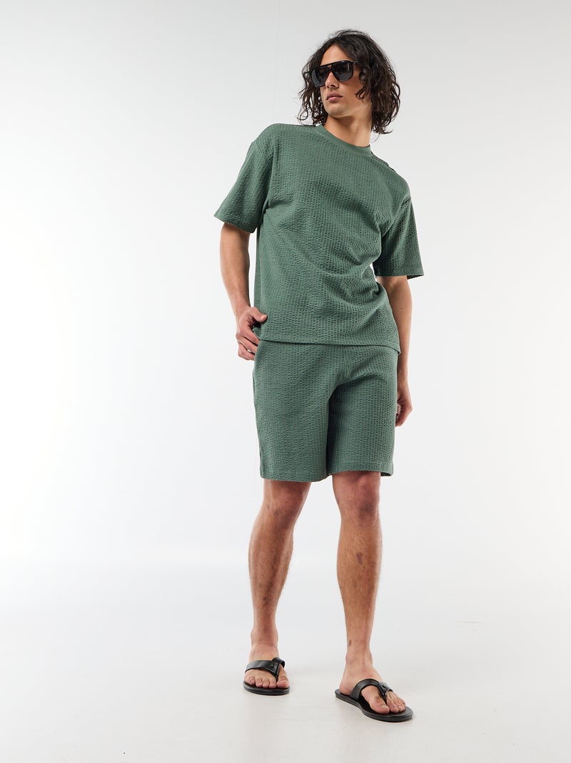 Bermuda in maglia pesante tinta unita Verde - Kiabi