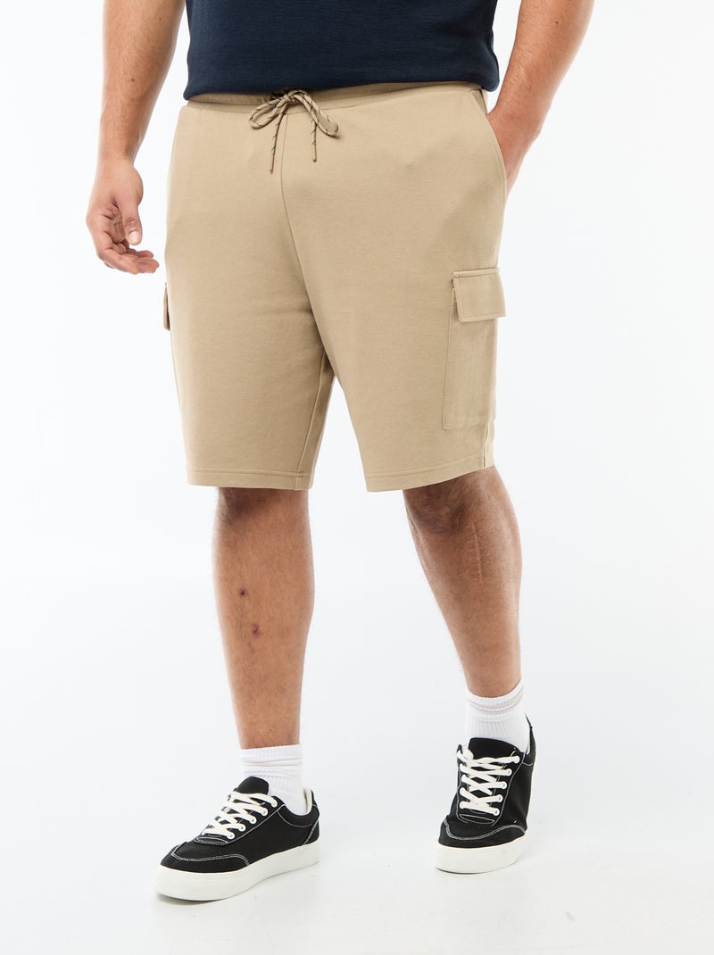 Bermuda in maglia piqué con tasche a patta Beige - Kiabi