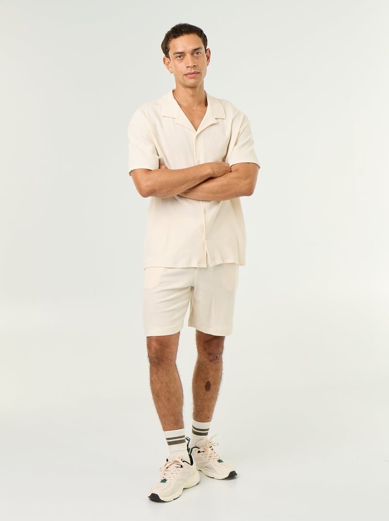 Bermuda in maglia waffle Bianco - Kiabi