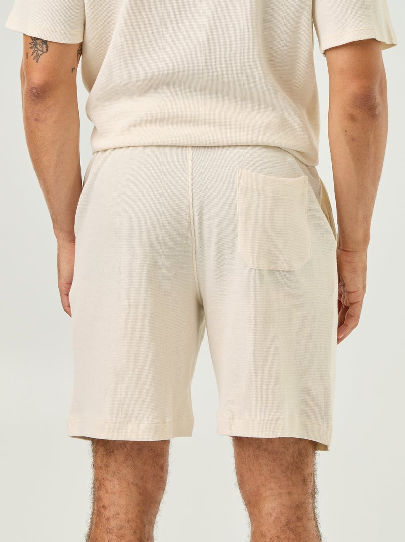 Bermuda in maglia waffle Bianco - Kiabi