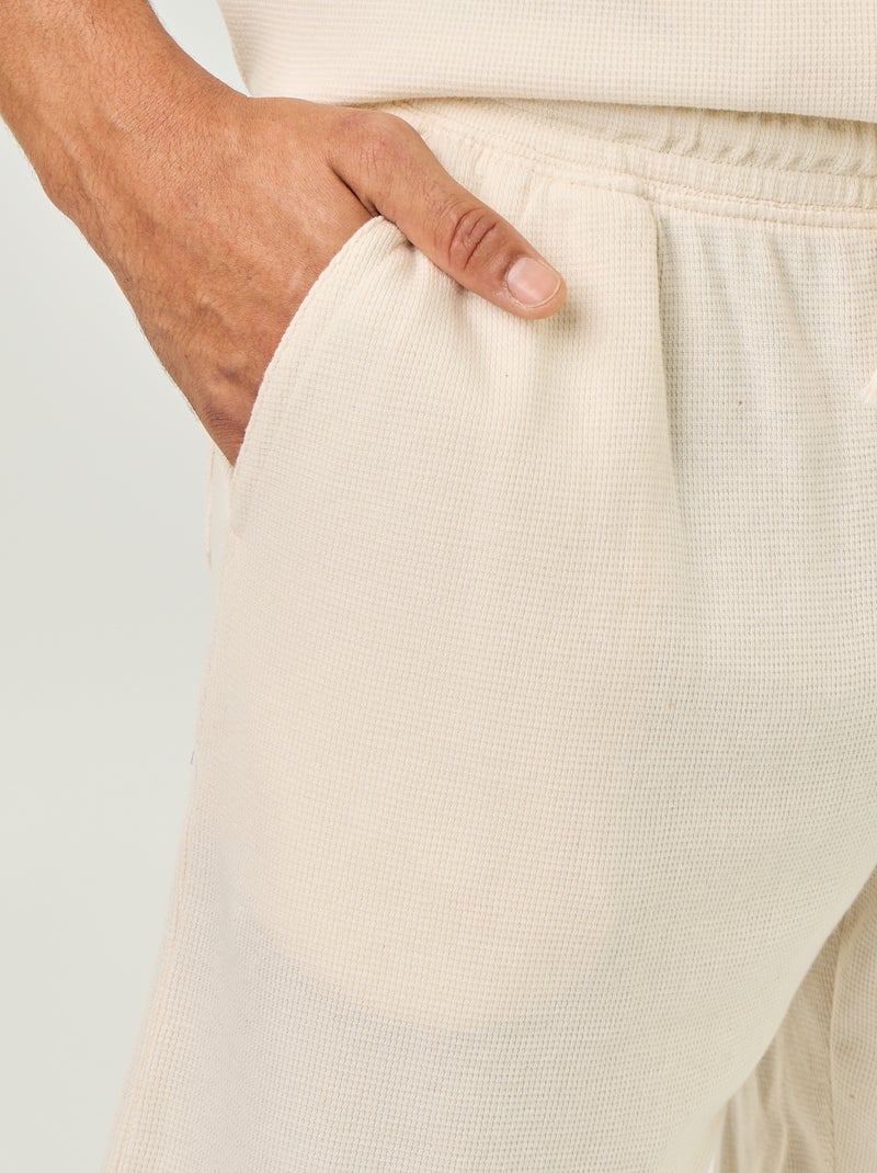 Bermuda in maglia waffle Bianco - Kiabi