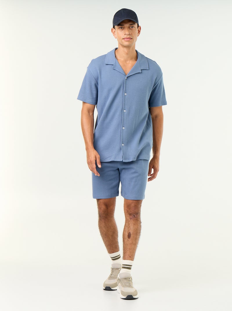 Bermuda in maglia waffle Blu - Kiabi