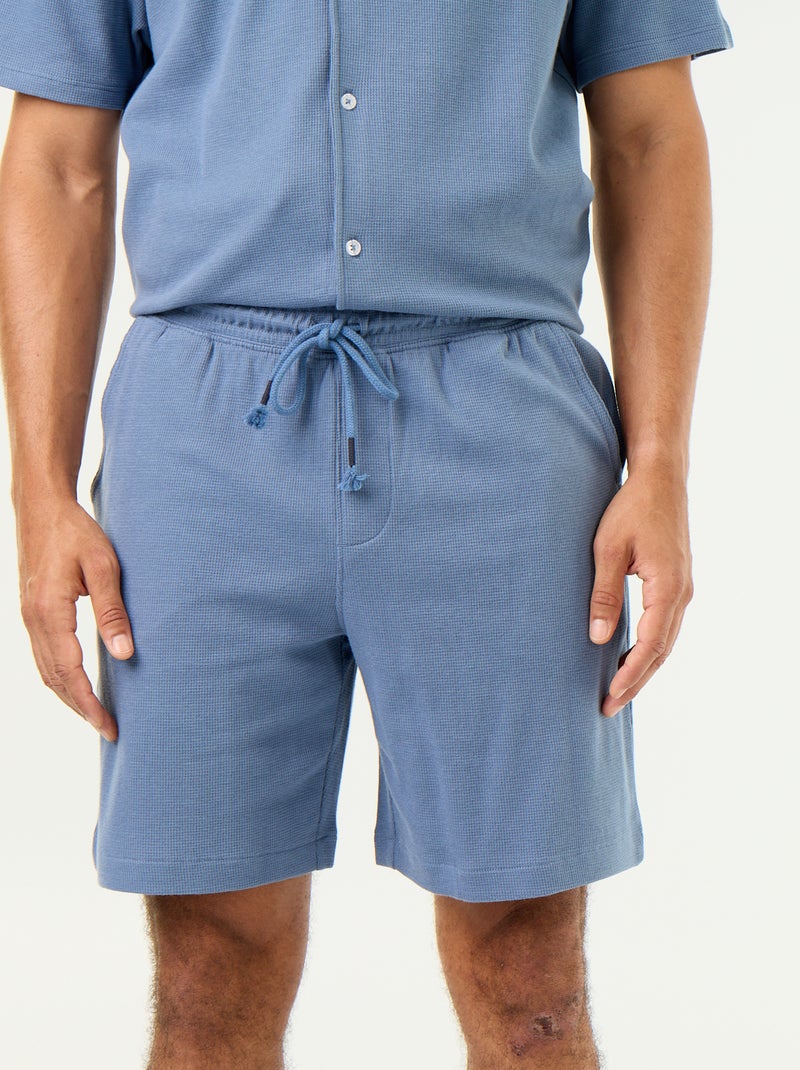 Bermuda in maglia waffle Blu - Kiabi