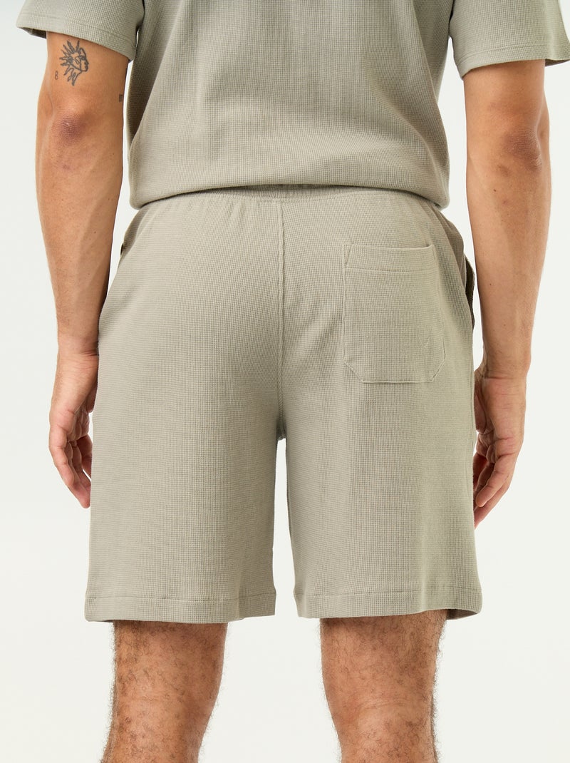 Bermuda in maglia waffle Verde - Kiabi