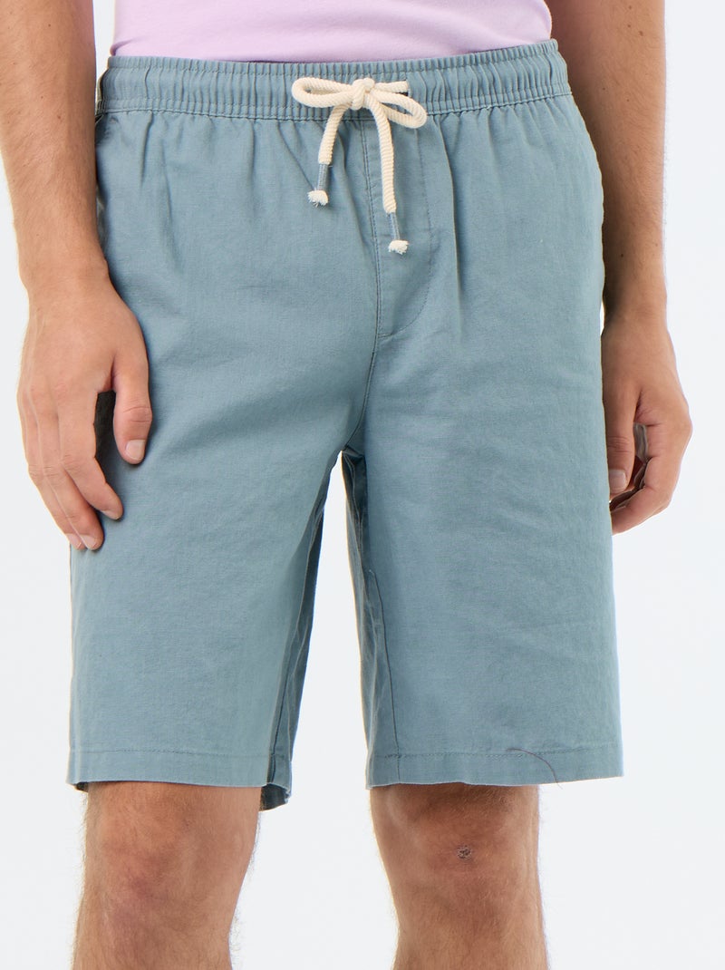 Bermuda in misto lino Blu - Kiabi