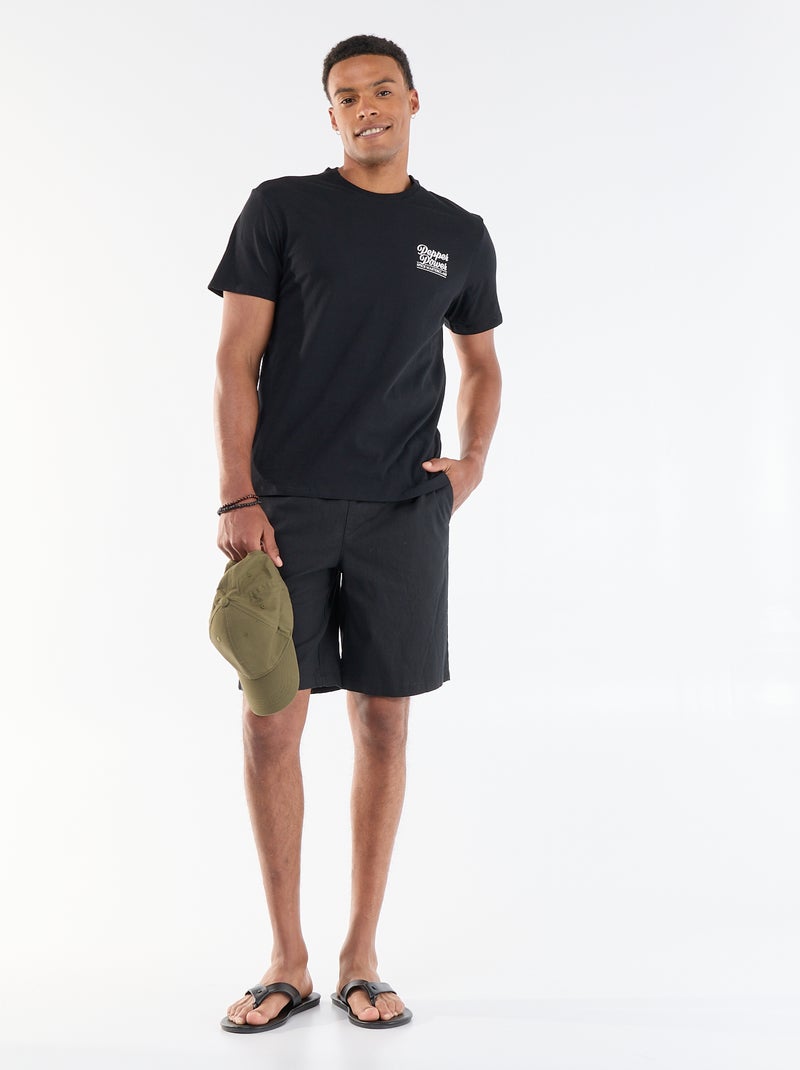 Bermuda in misto lino Nero - Kiabi